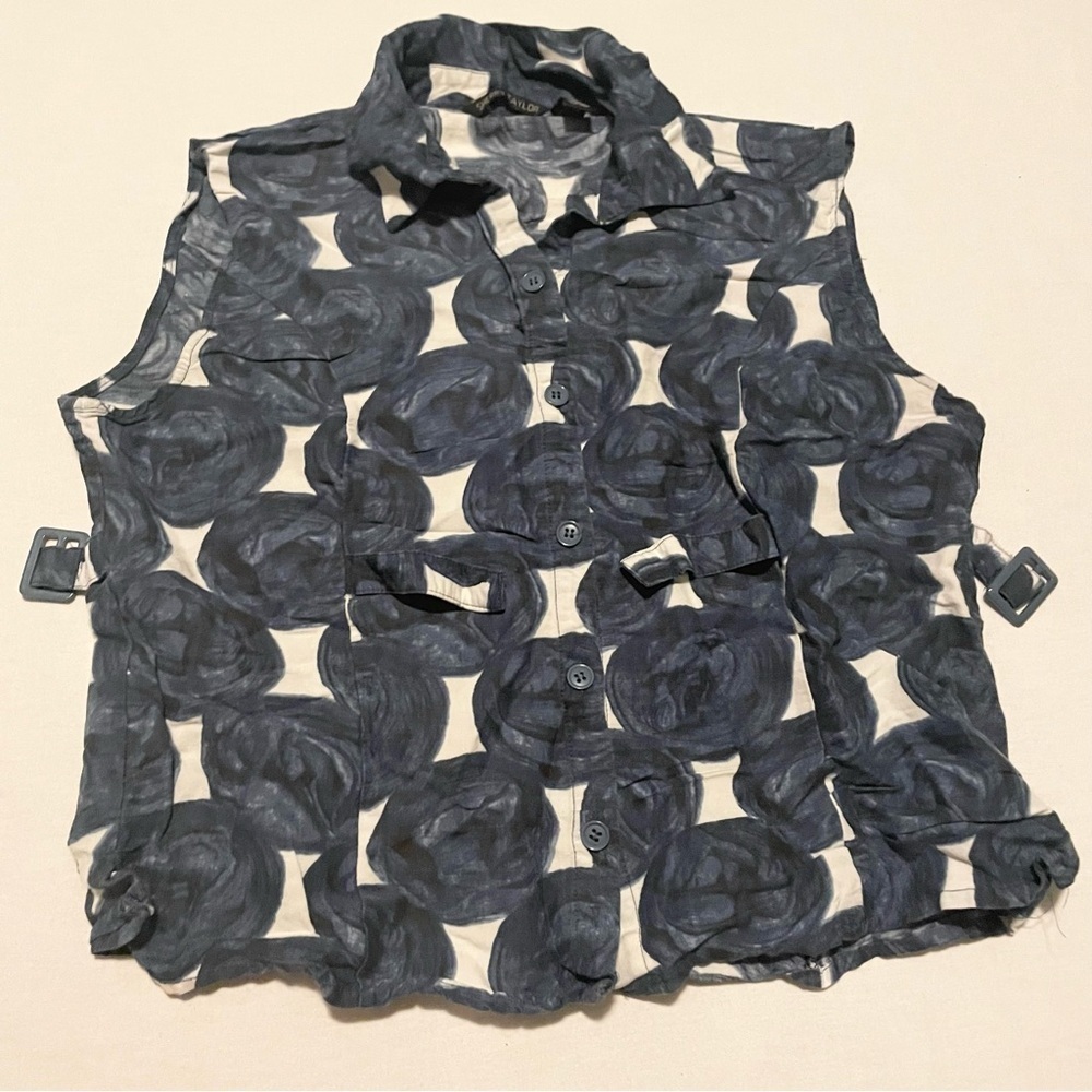 Sherry Taylor Sleeveless Cropped Button Up Blouse Womens Size 1X